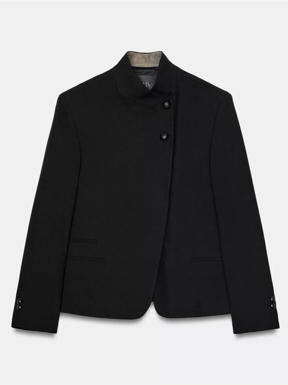 HIGH COLLAR BUTTONED BLAZER ZW COLLECTION | Black | Size L